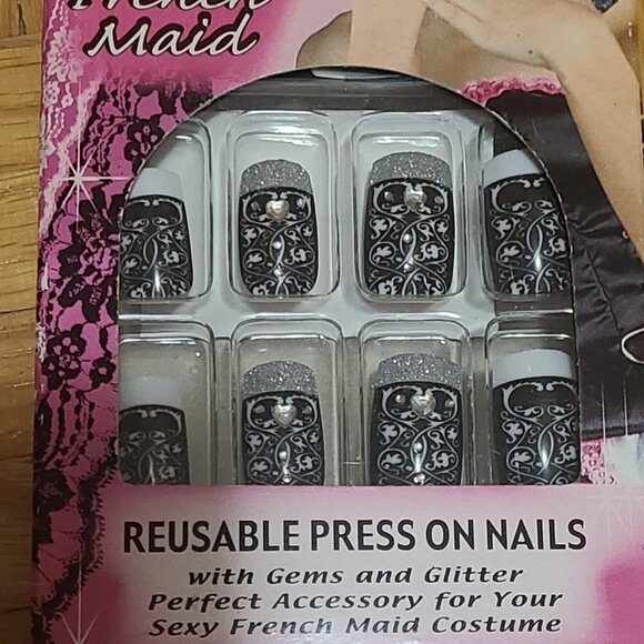*4 for $20* Reusable Press on Nails - French Maid Inspired - Picture 3 of 3